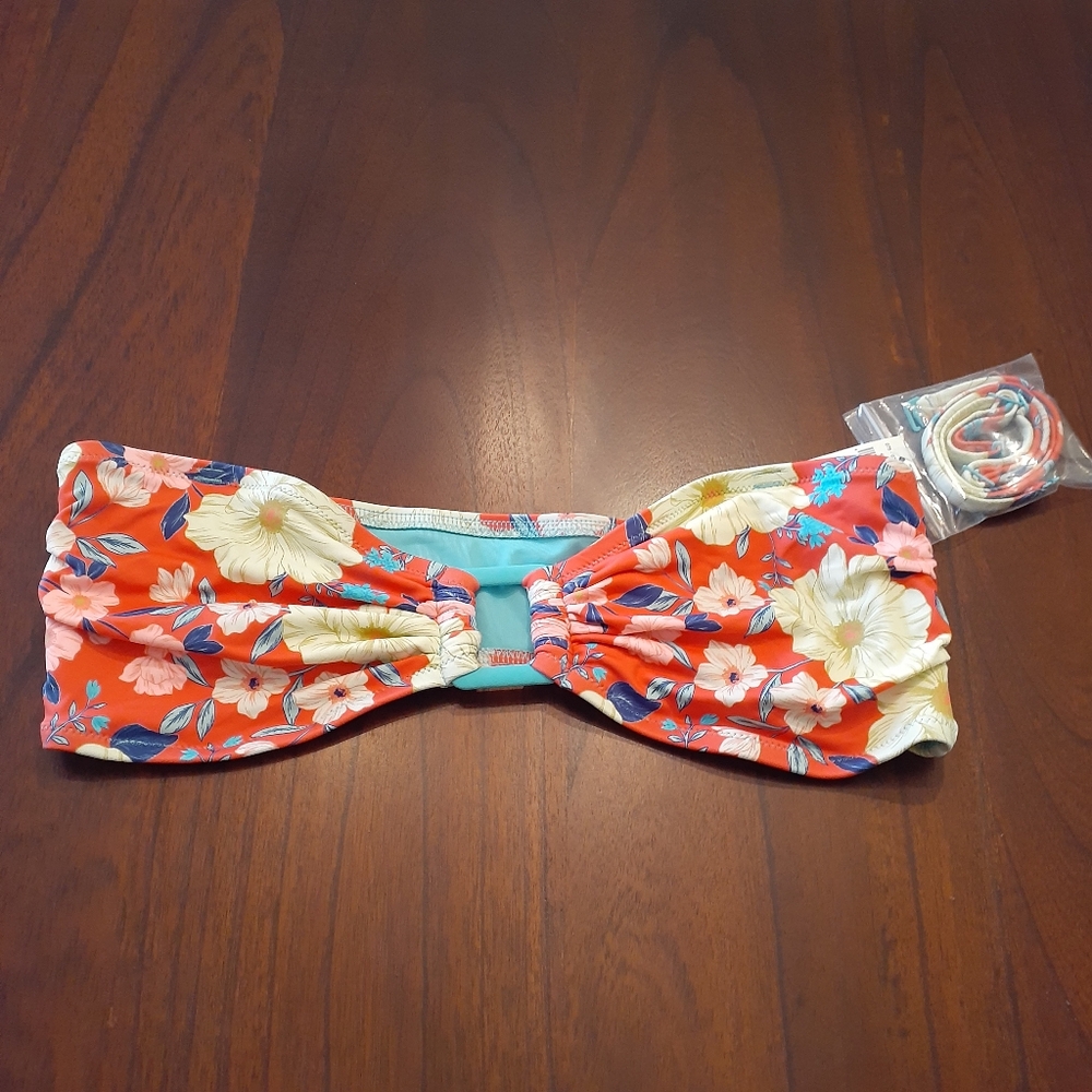 NWT Aerie Floral Women's Bandeau Bikini Top UPF 50 Girly Romantic